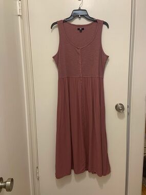Frye Mauve Button Front Midi Tank Dress with Pockets - Size Large